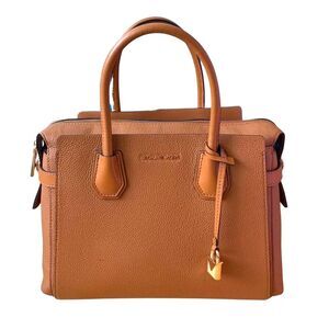 Michael Kors Brown Leather Satchel Bag with lock charm